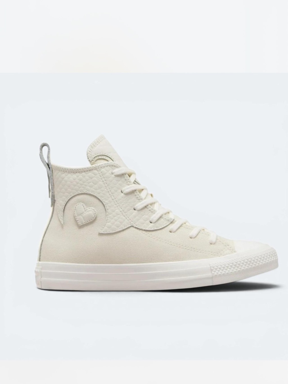Converse Cream High-Top Canvas Sneaker with Heart Accent